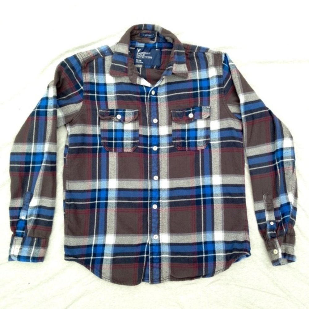 Blue and Brown Men's Flannel